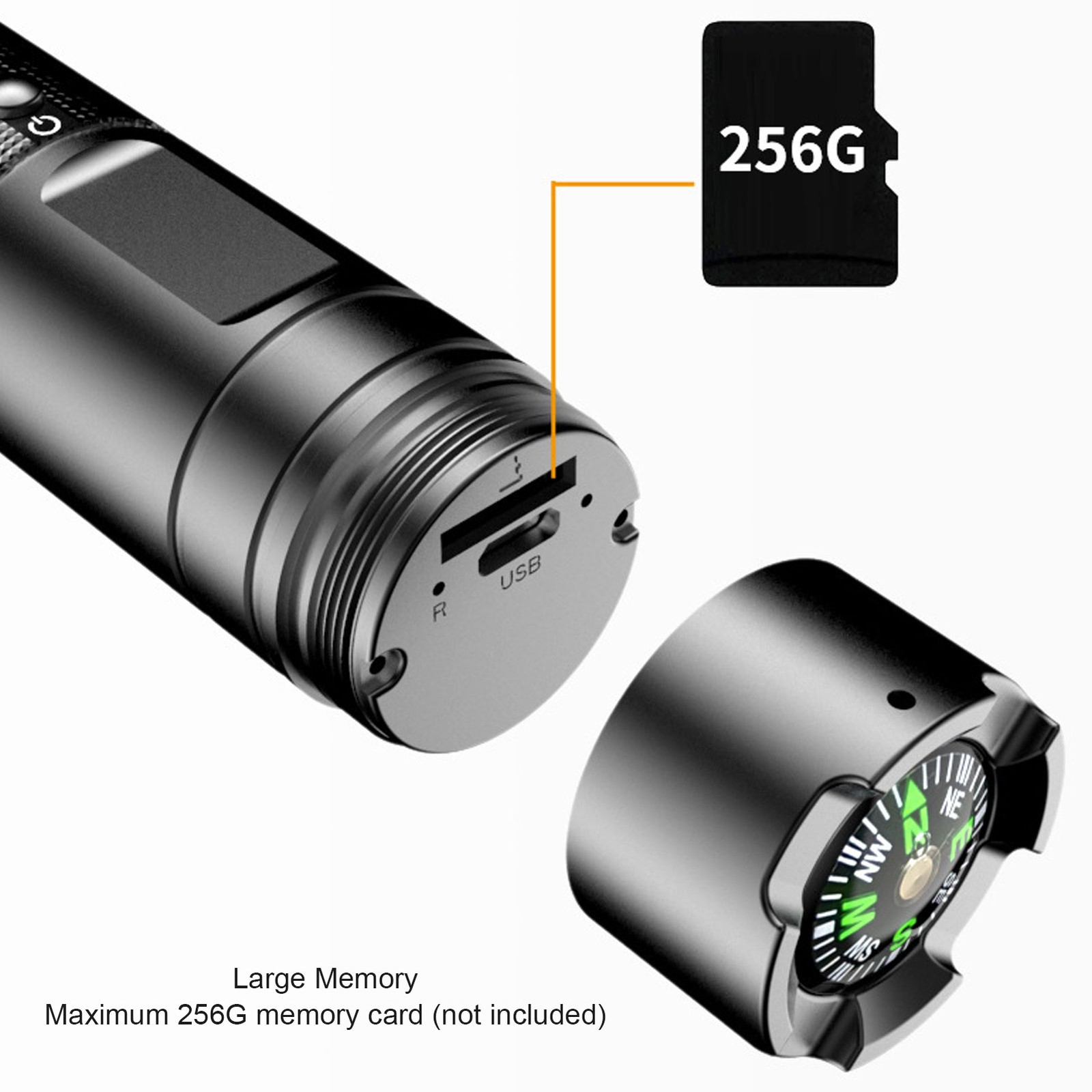 LED Flashlight Camera 1080P IP66 Waterproof 5 Lighting Modes Flashlight Vid ANEQ