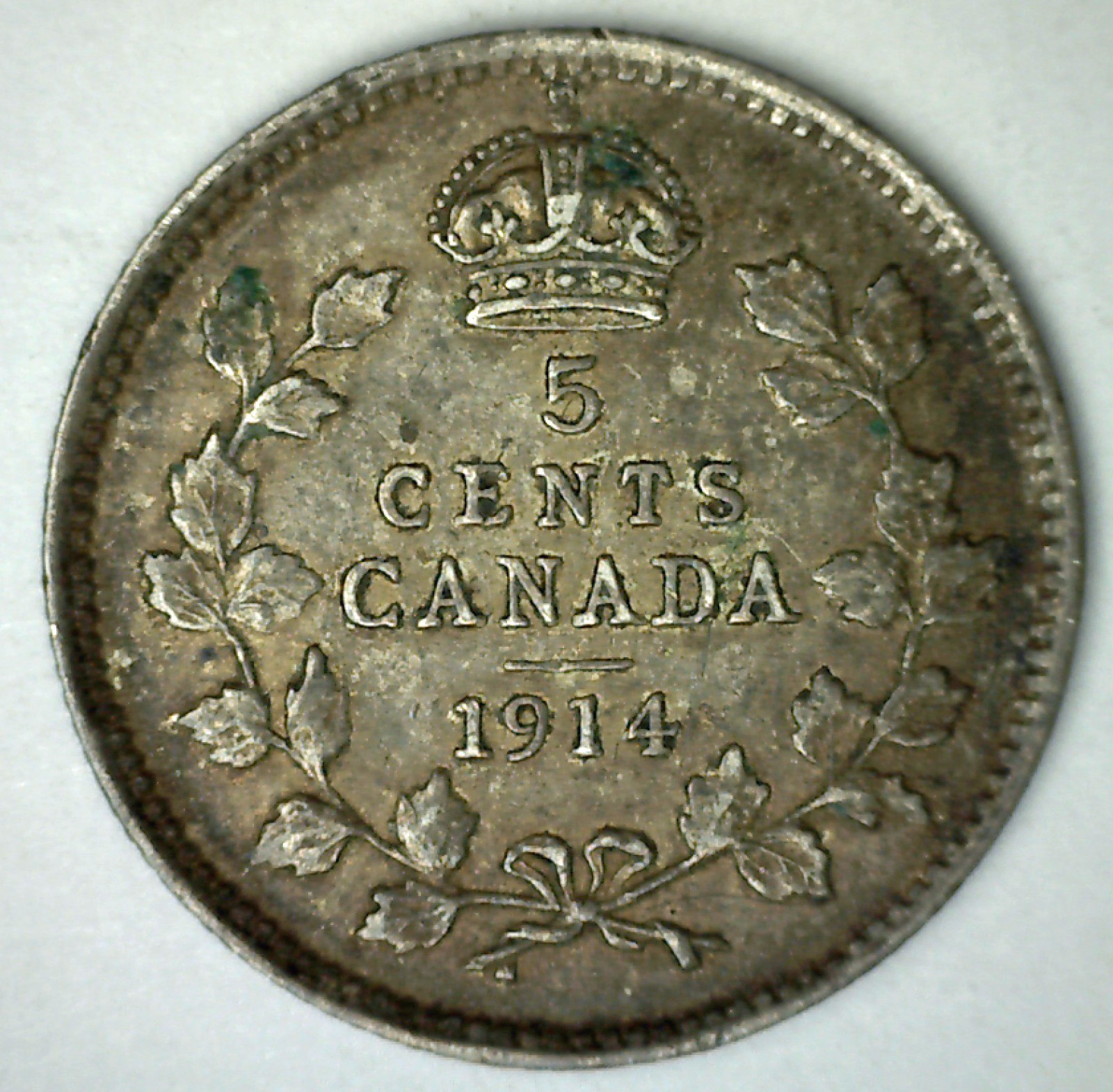 1914 Canadian Silver 5 Cents Coin XF George V Canada Type Coin Extra Fine