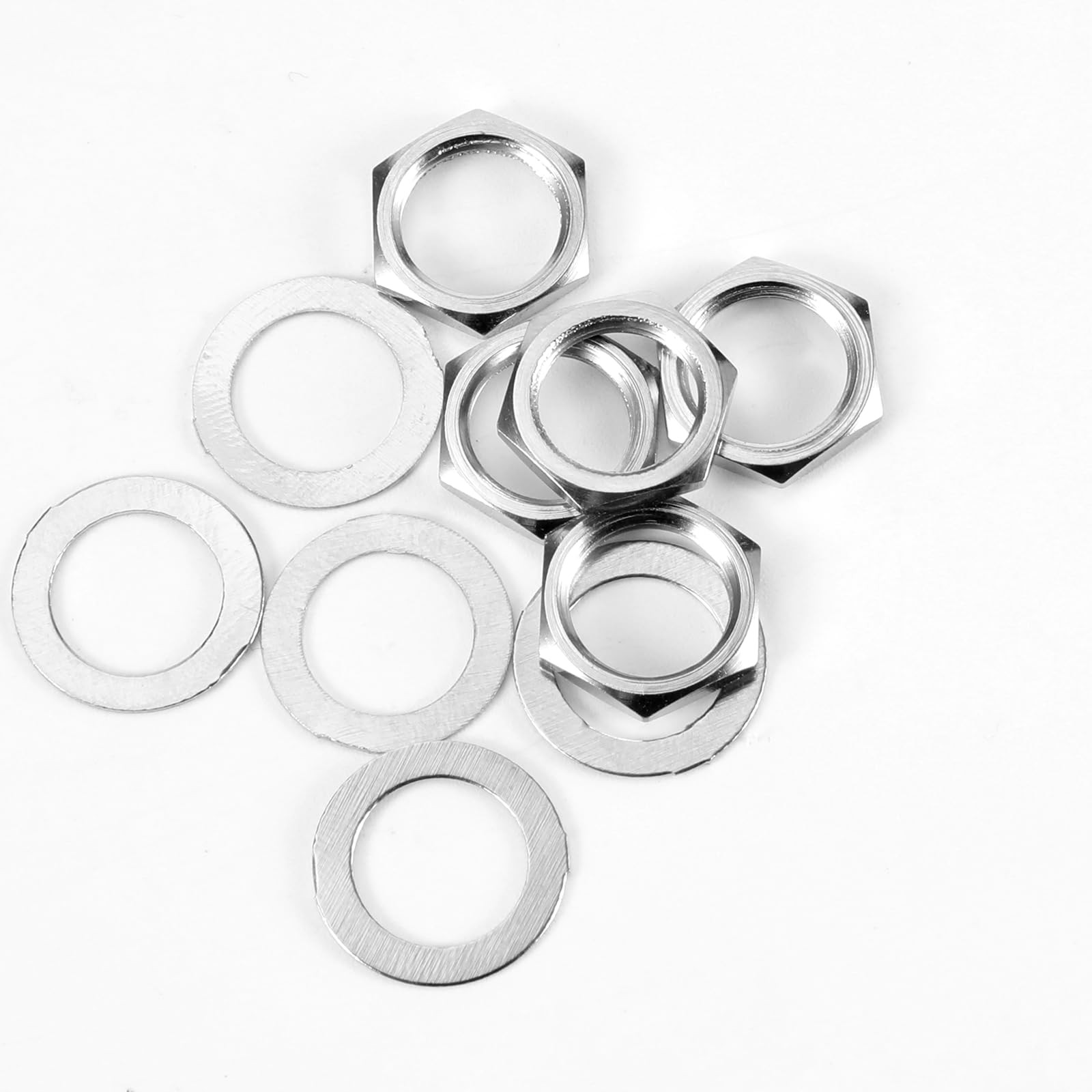 10 Pcs Guitar Input Output Jack Socket Nut and Washer, US 1.2MM, 3/8", Silver