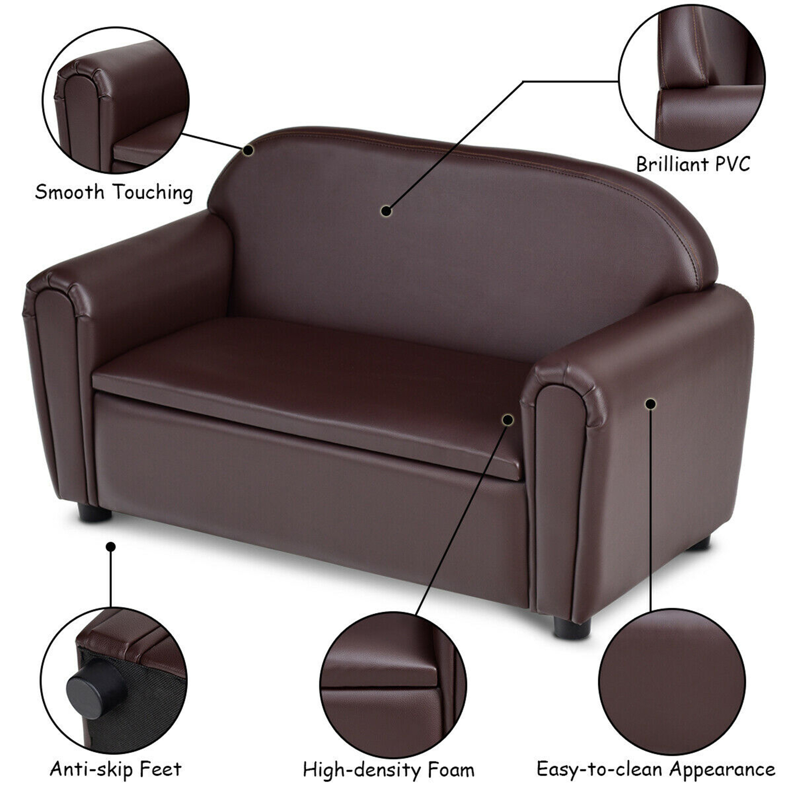 Kids Sofa Armrest Chair Lounge Couch Wood Construction Storage Box Living Room