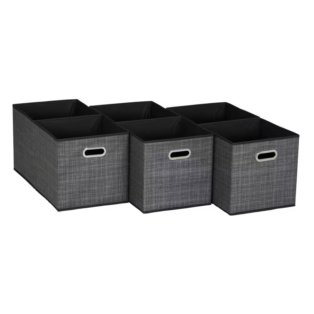 11 In. H X 11 In. W X 11 In. D Black and Grey Cube Storage Bin