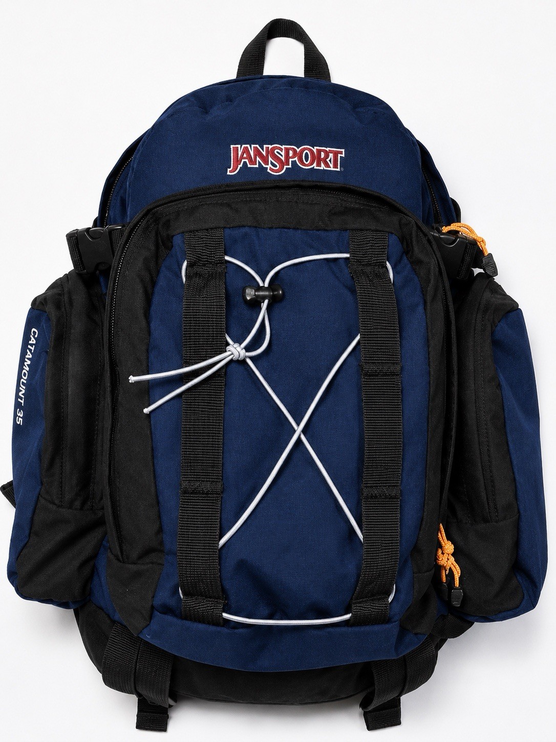 JanSport Catamount 35 Hiking Backpack Blue Black Daypack 20x15 Travel Pack