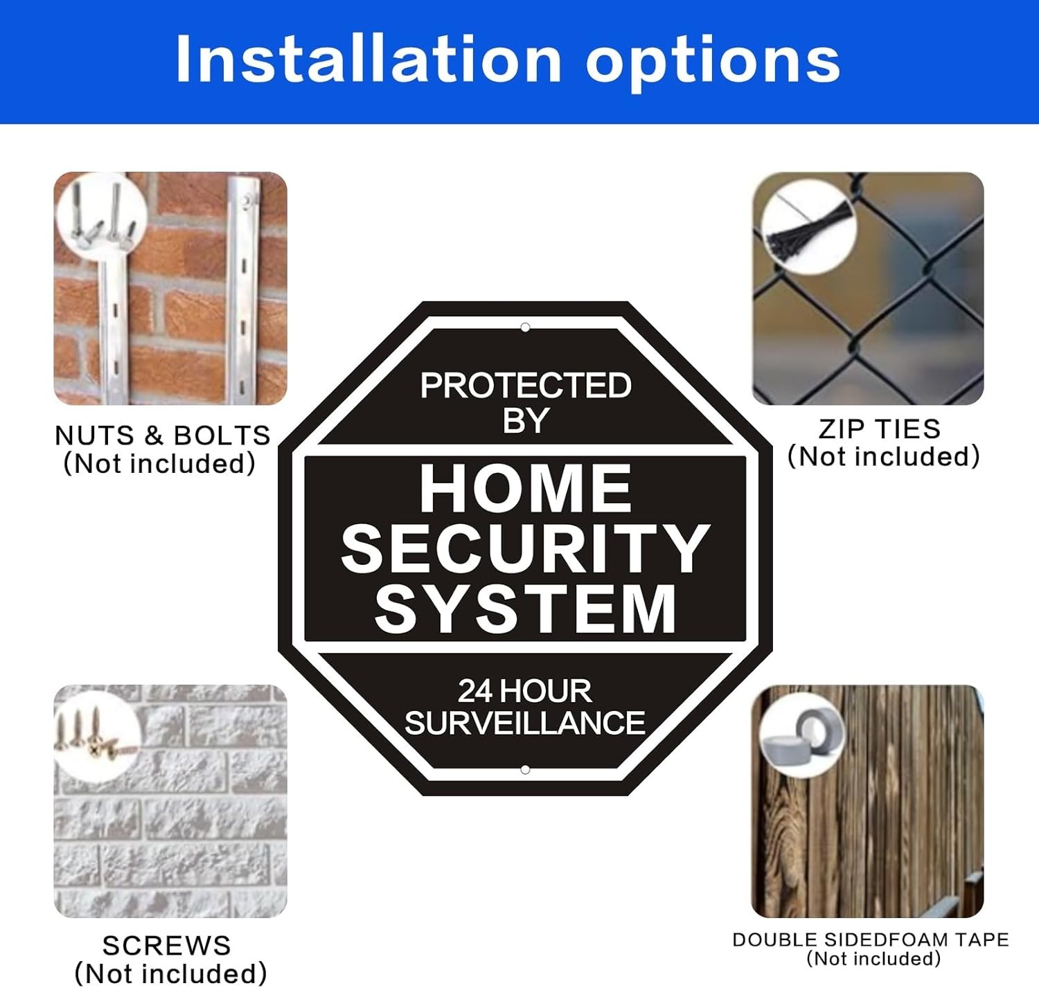 Weatherproof 10'' x 10'' Reflective Security Sign - 2-Pack for Yard Protection