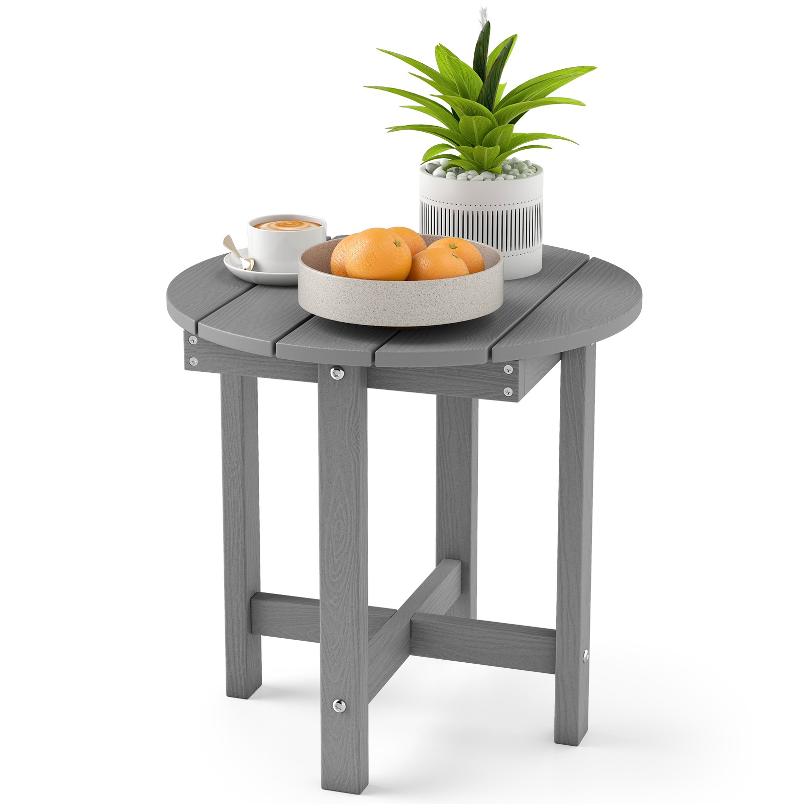 Outdoor Side Table w/Weather-Resistant, Waterproof Top for Patio Deck Pool Porch
