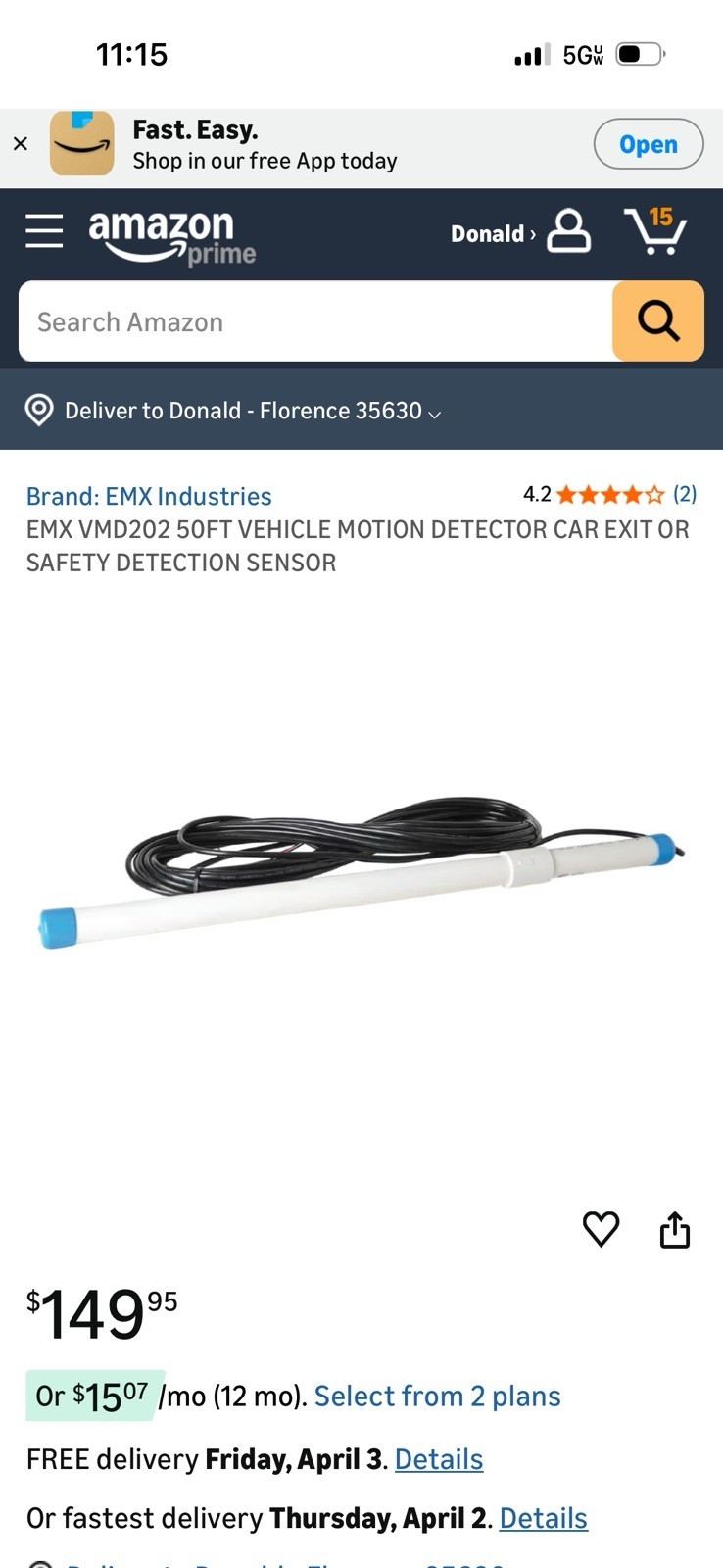 Emx Vmd 202 Single Piece Motion Detector