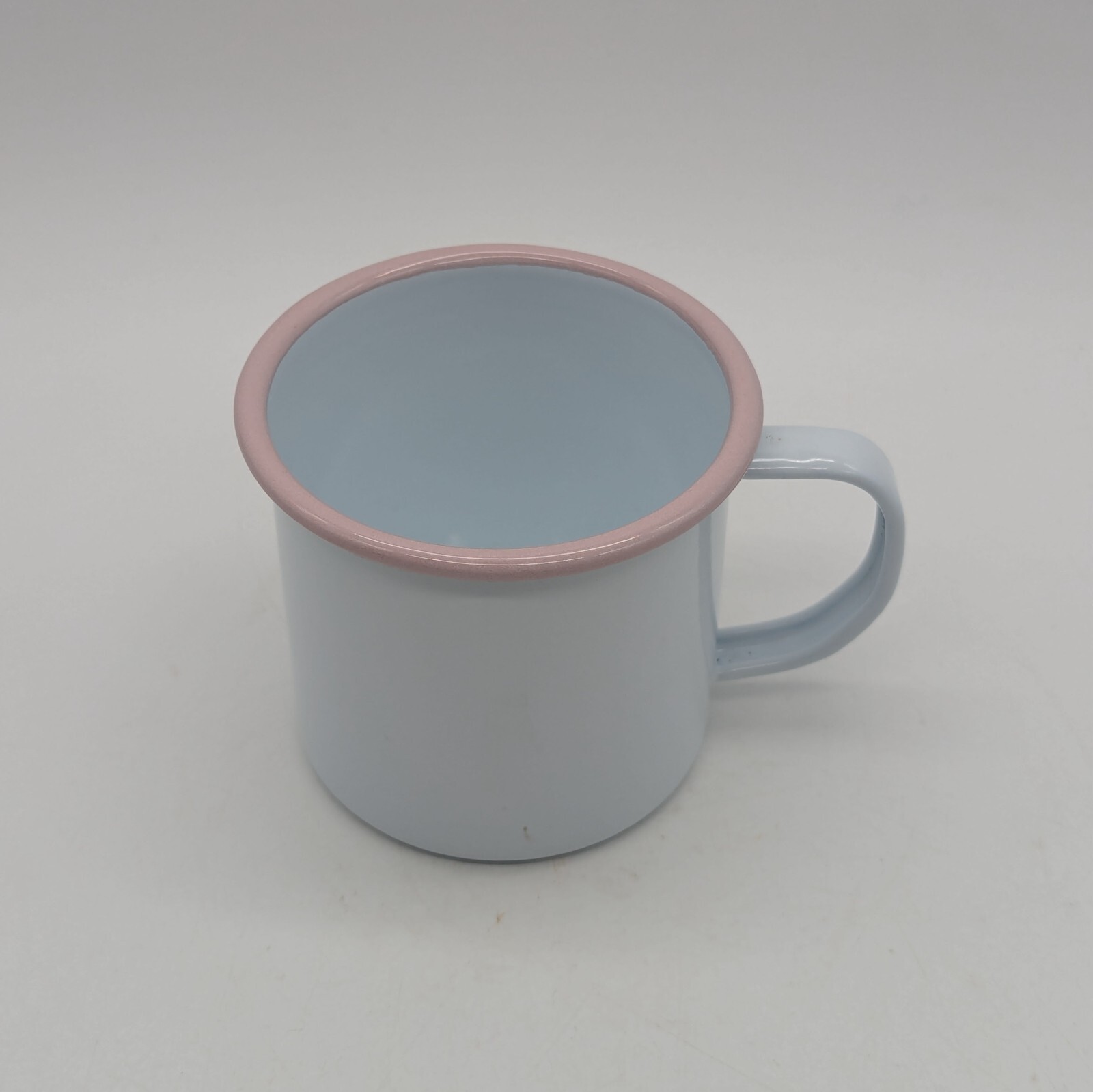 ENAMELWARE WHITE  Pink TRIM COFFEE CUP MUG