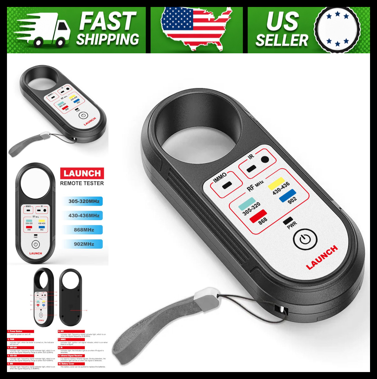 LAUNCH Remote Key Frequency Tester Infrared Signal Detector