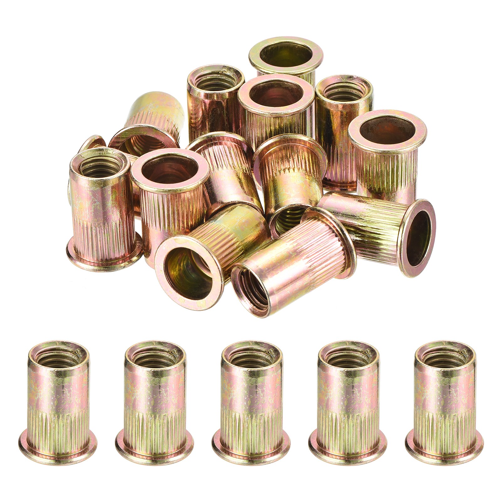 20Pcs Rivet Nuts Flat Head, 1/2 Carbon Steel Thread