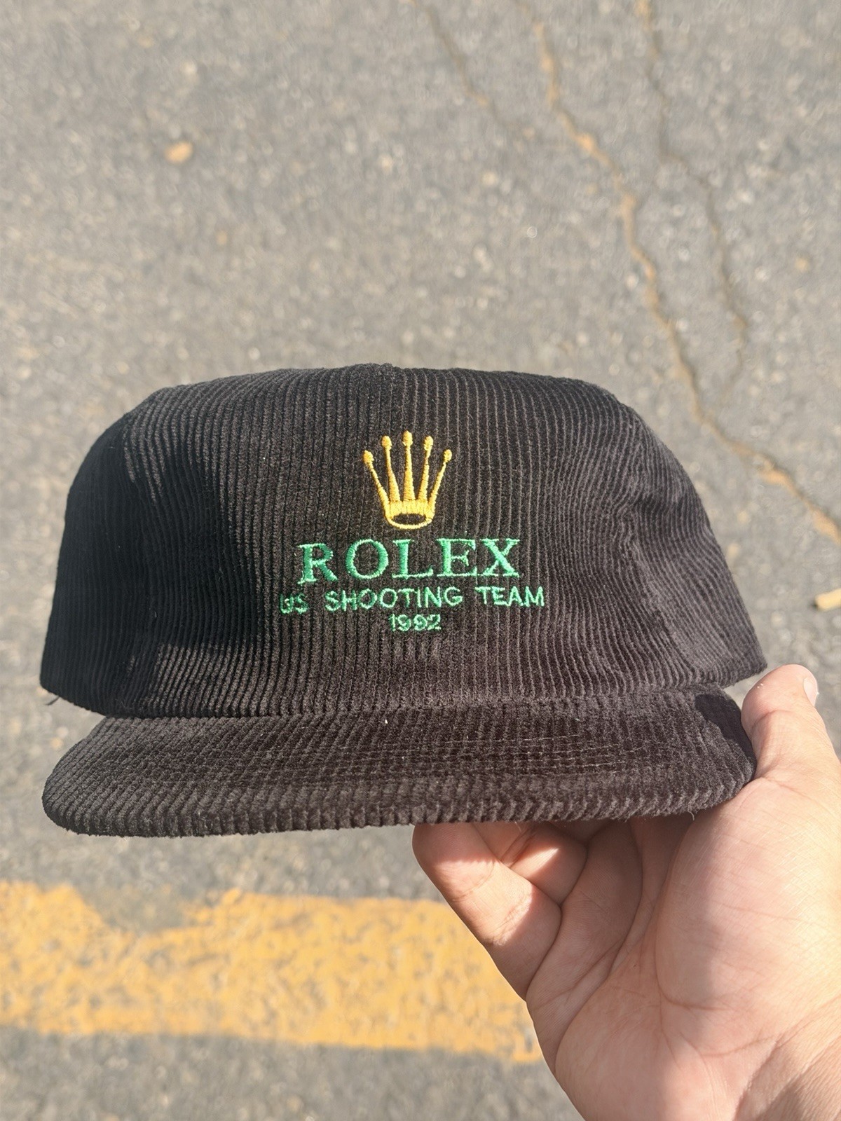 Vintage Rolex Embroidery Corduroy Black, Hat