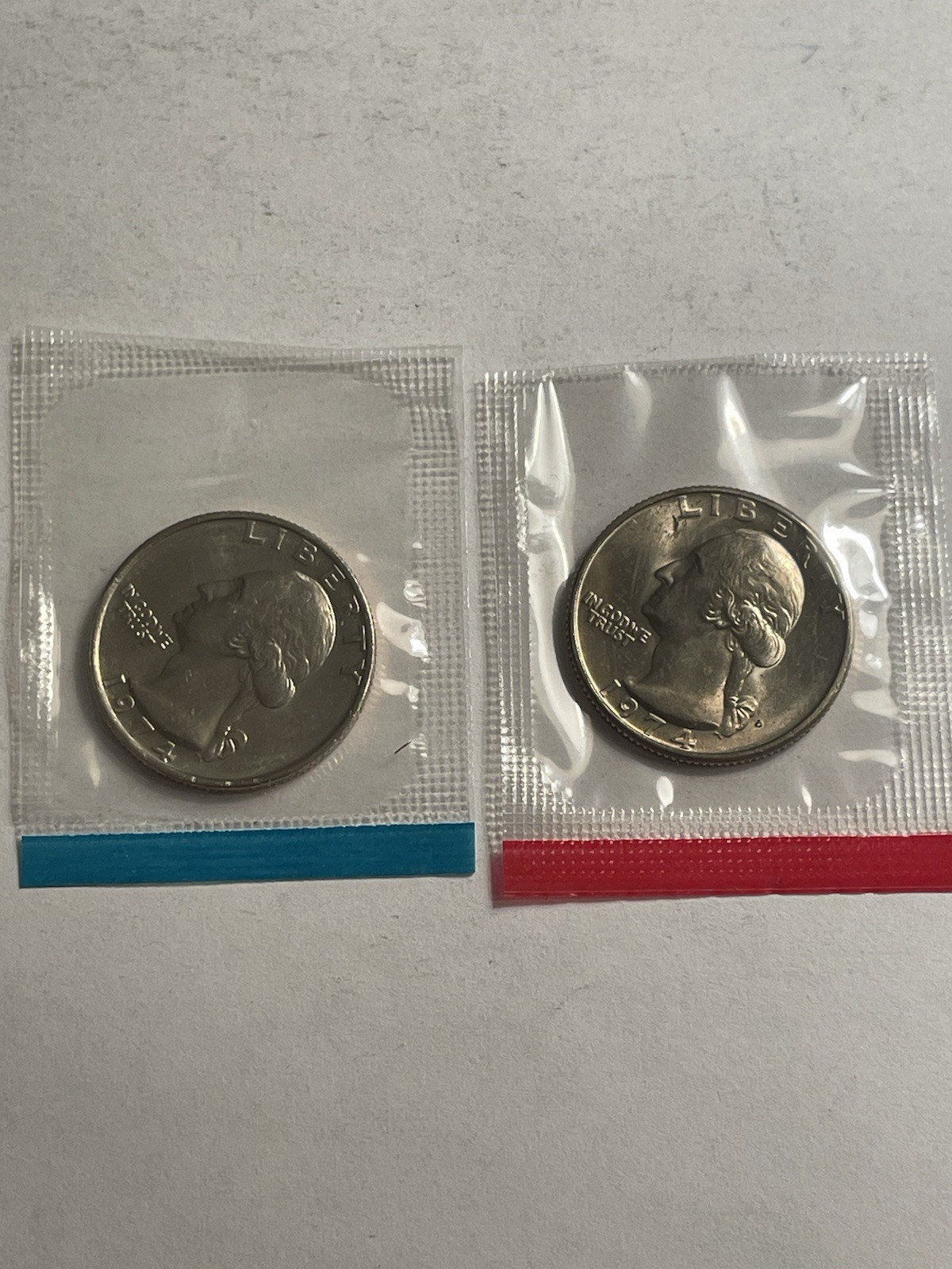 1974 P D Mints Washington Quarter Set Of 2 Coins In OGP Cello Uncirculated