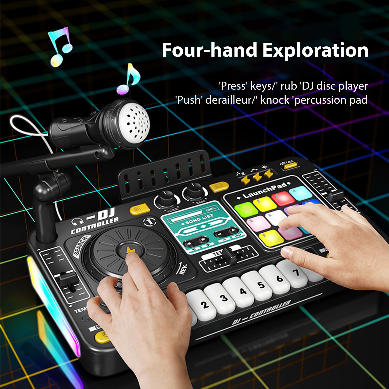 Musical DJ Set For Kids Turntable Multi Functional DJ Controller With Mic JQHY