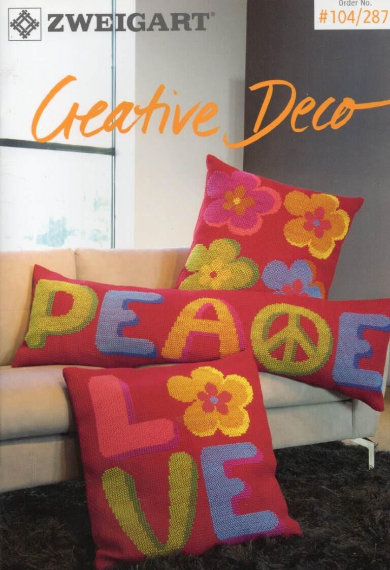 NOS!!!CROSS STITCH ZWEIGART CREATIVE DECO PEACE/LOVE DESIGNS
