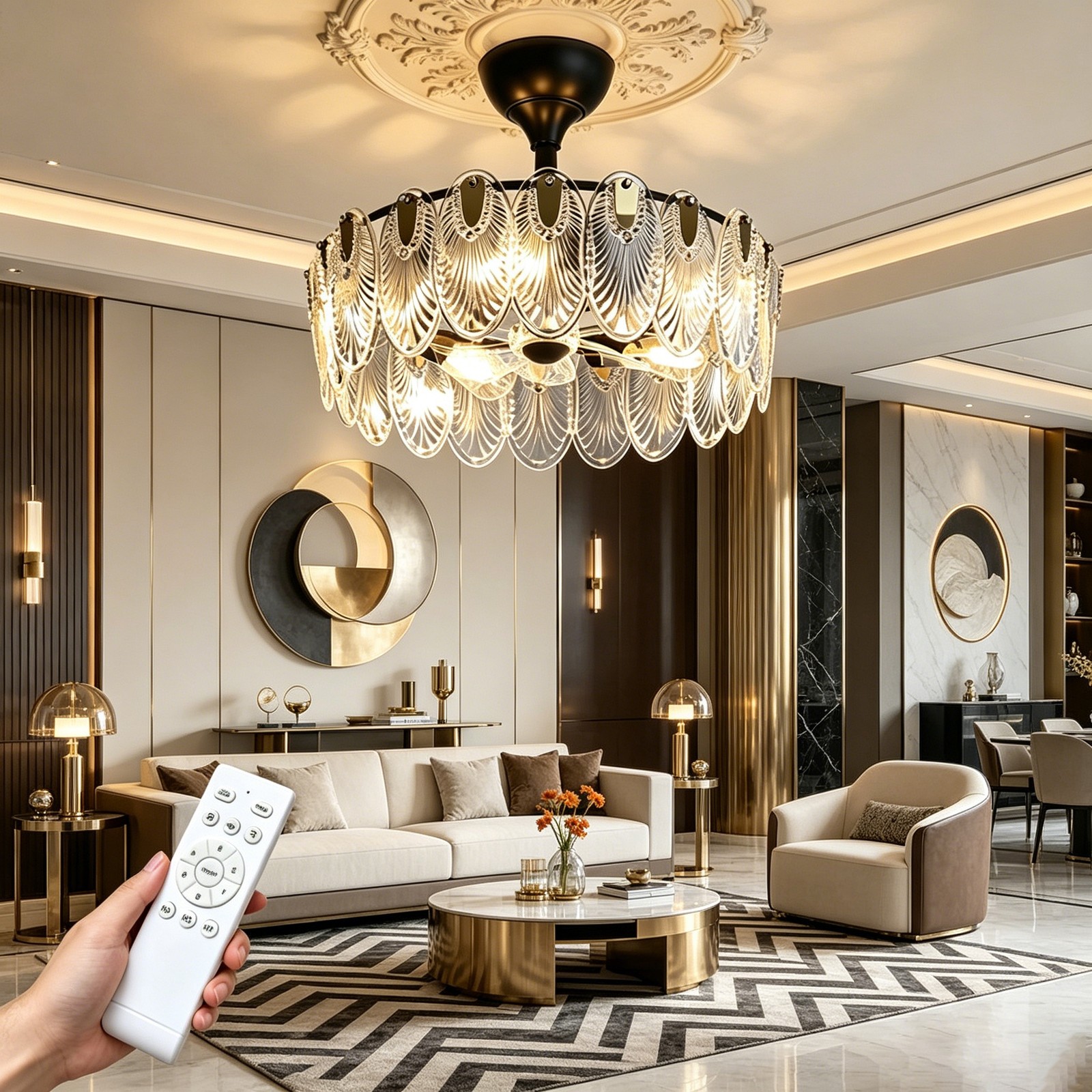 Adjustable Brightness Crystal with Remote Modern Decor Lamp for Conservatory
