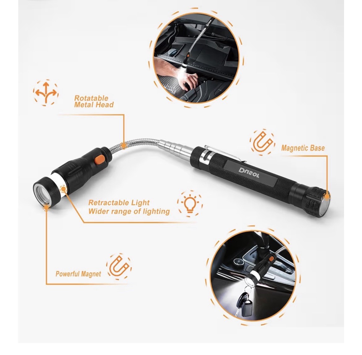 FREE SHIPPING Dusor LED Magnetic Pickup Tool - Adjustable Height and Angle