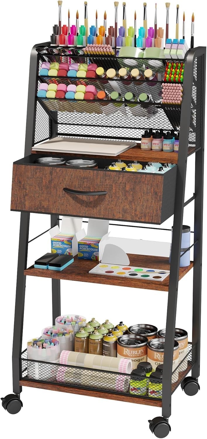 Stylish 3-Tier Rolling Utility Cart - Discover Elegant Art Storage Solutions