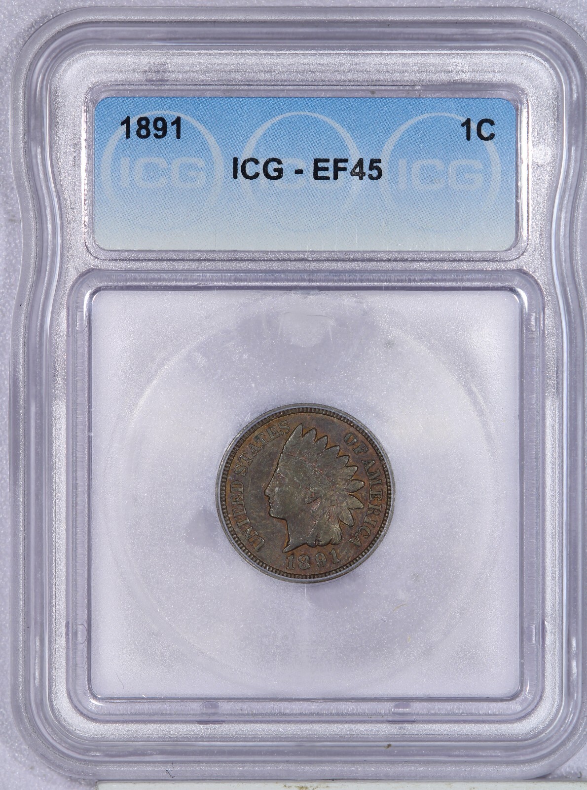 1891 Indian Cent 1C ICG EF45 XF45