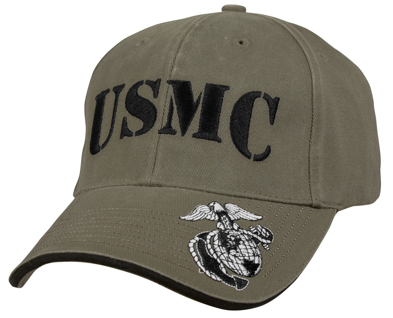 Vintage OD Low Pro USMC Cap - Marines - Military - Globe & Anchor on Brim