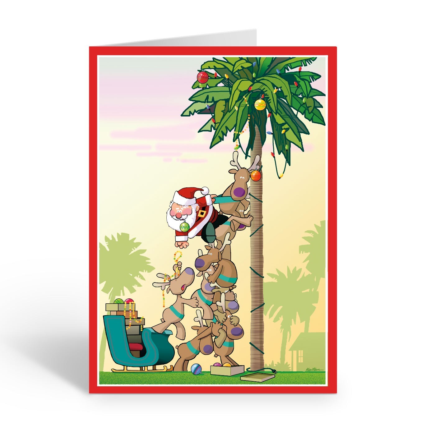 Christmas Palm Holiday Card - Funny 18 Cards & Envelopes -  30006