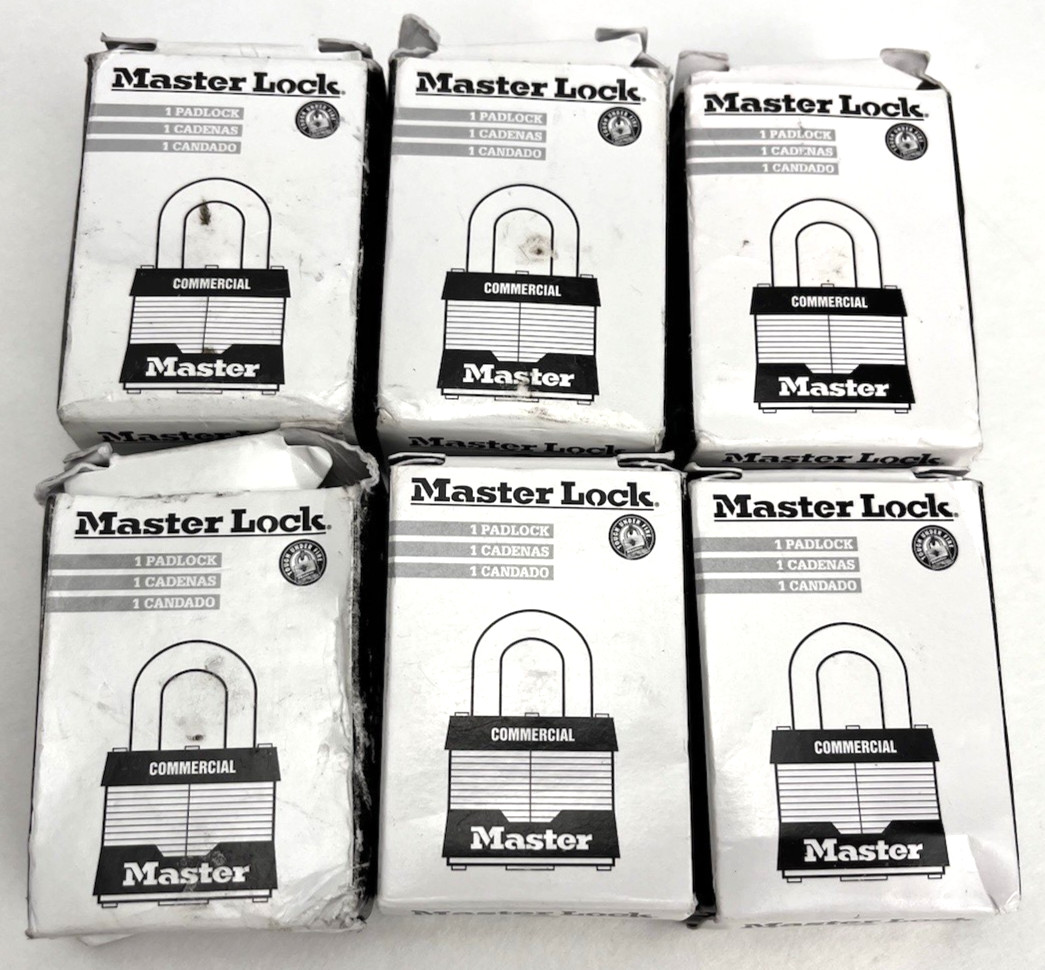 6 Pk Master Lock No 3KA Laminated Steel Commercial Padlocks Keys 3769 & 2001