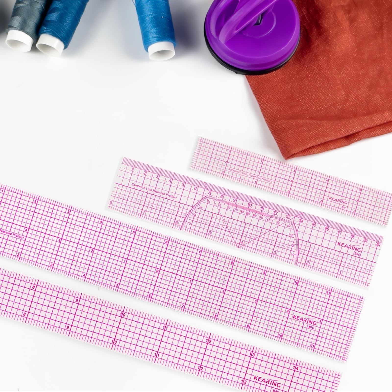 KEARING 1" x 12" Clear Sewing Graph Ruler, Transparent Pattern Making Ruler f...