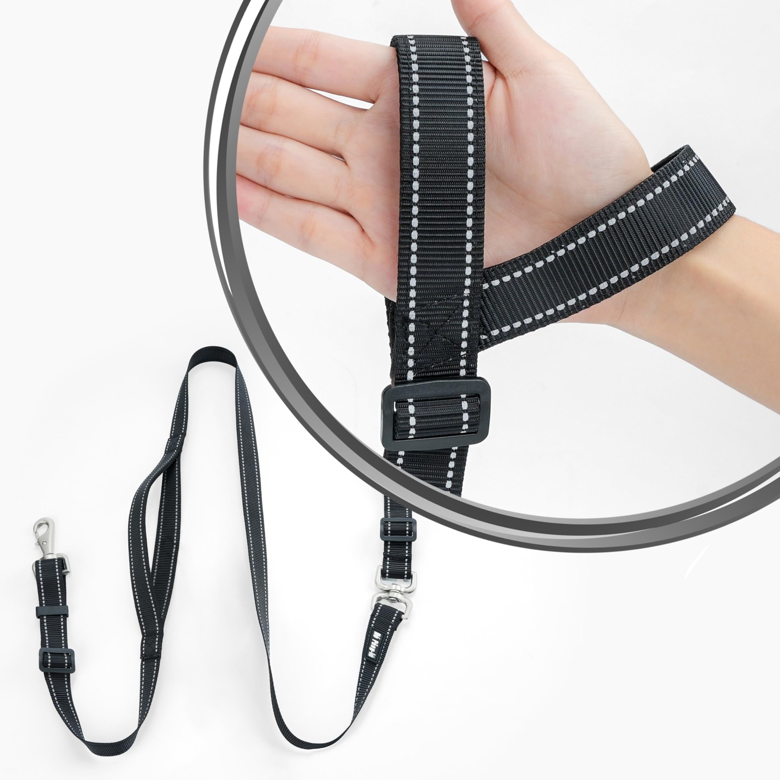 HandsFree Dog Leash Heavy Duty NoPull Training Lead 44.6 Ft Reflective Blk