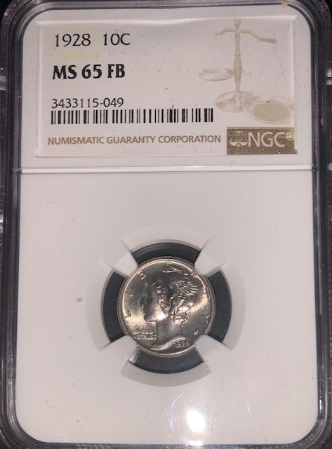 1928 Mercury Dime Full Bands NGC MS 65 FB A terrific looking coin!