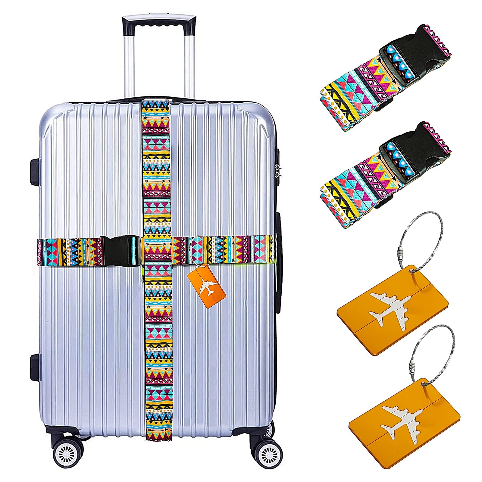 Luggage Straps for Suitcases TSA Approved Personalized Cinch Travel Belt Lugg...