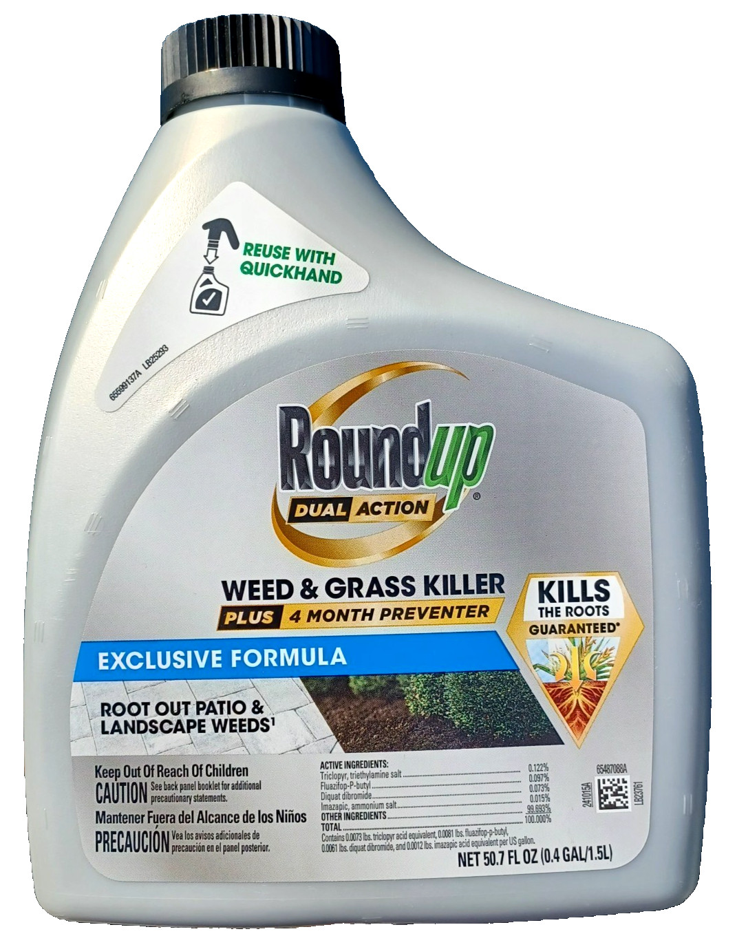 Roundup Dual Action Weed & Grass Killer Refill 50.7 oz 4 Month Preventer NEW