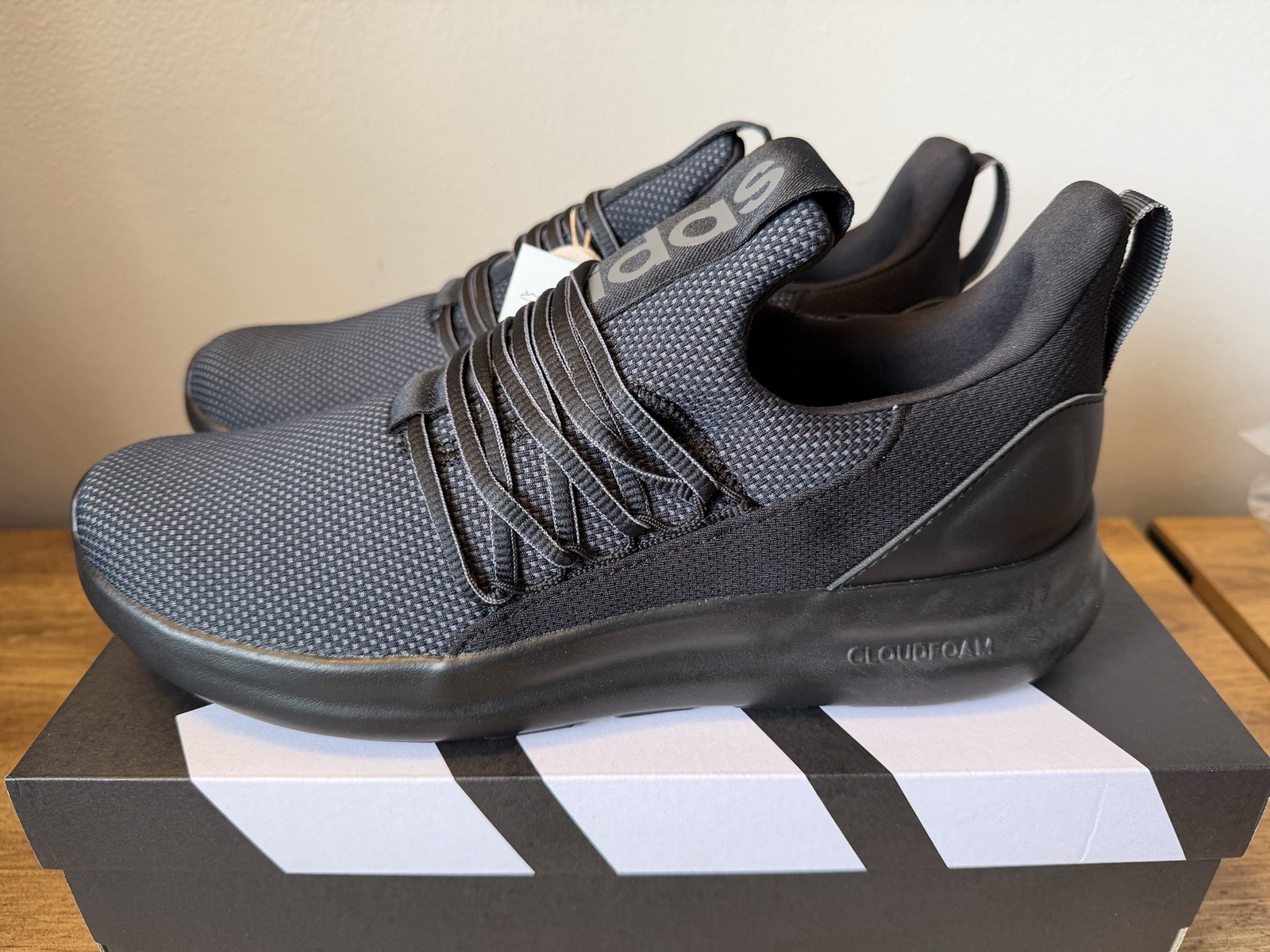 Size 12 Adidas Lite Racer Adapt 7.0 Shoes Black Comfort Sneaker IE6327 NEW