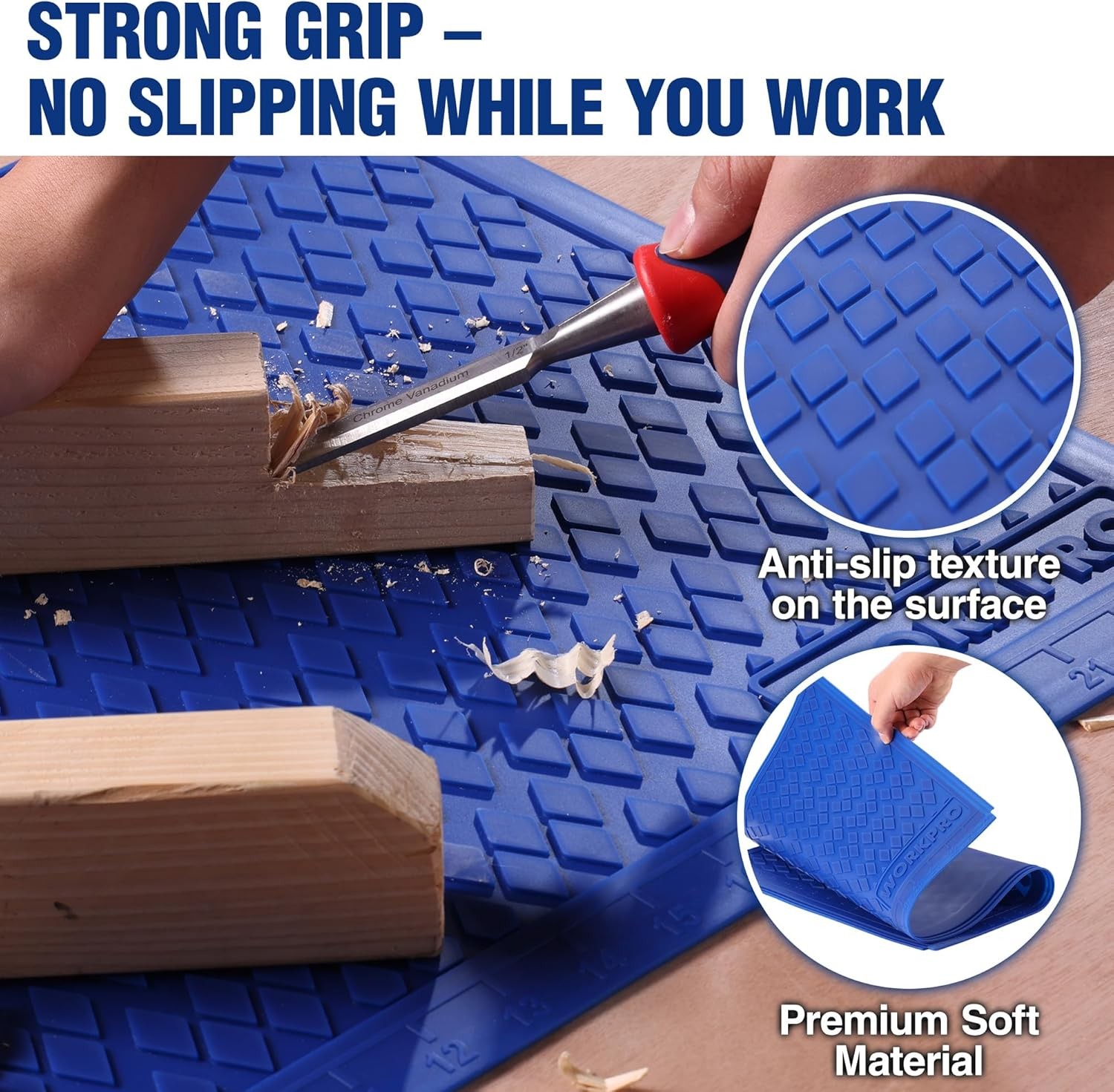 WORKPRO Silicone Workbench Glue Mat Non-Stick Pad Protector Measurement Grid NEW