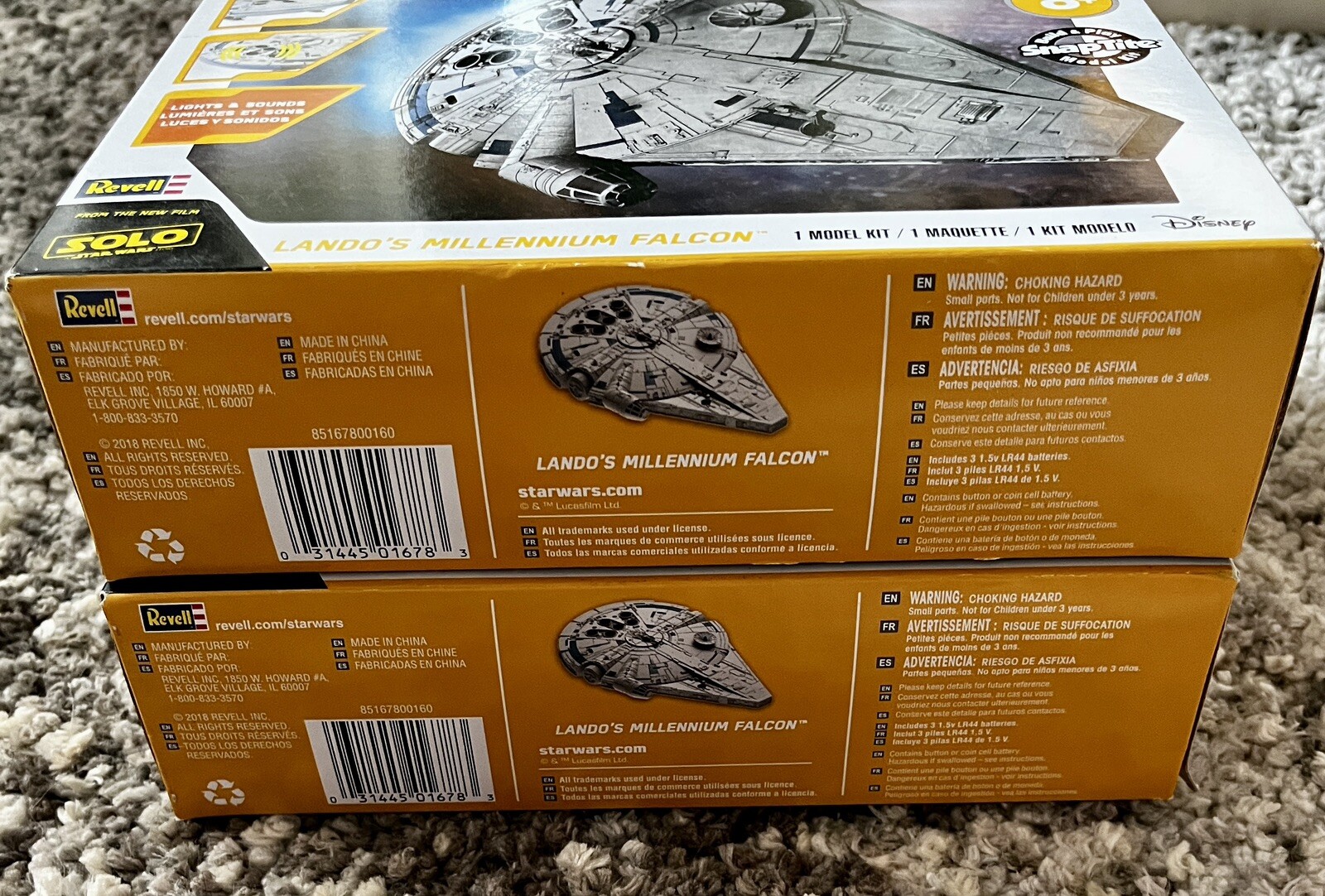 Pair New Revell Star Wars Lando's Millennium Falcon Snap-Tite Model Kits 85-1678