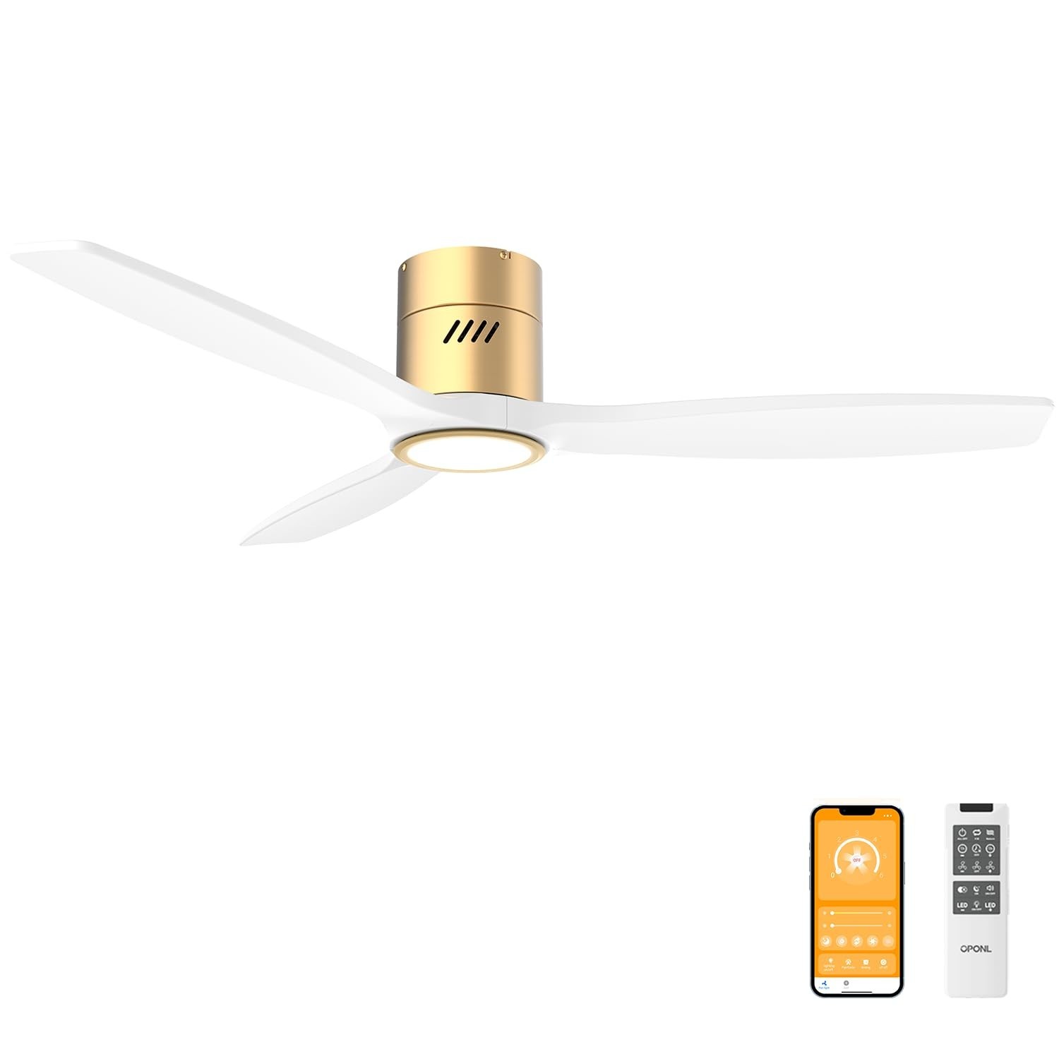 OPONL Ceiling Fan with Light, 52 inch Low Profile Ceiling fan with Light and ...