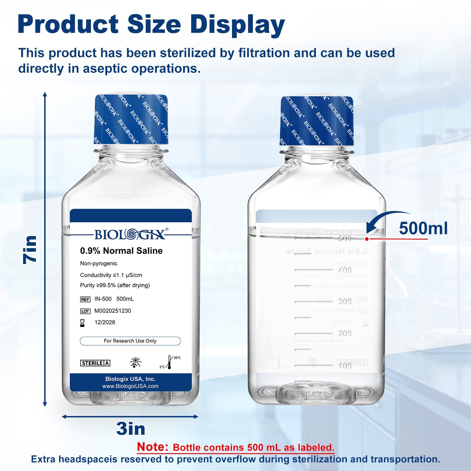 0.9% Sodium Chloride Solution, Buffer for Lab Research Only, Total 5000ml