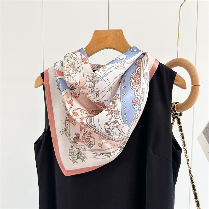 Boutique 100%-Mulberry 12 Momme Silk Scarf Printing Square Bag Neck Scarf 65cm’