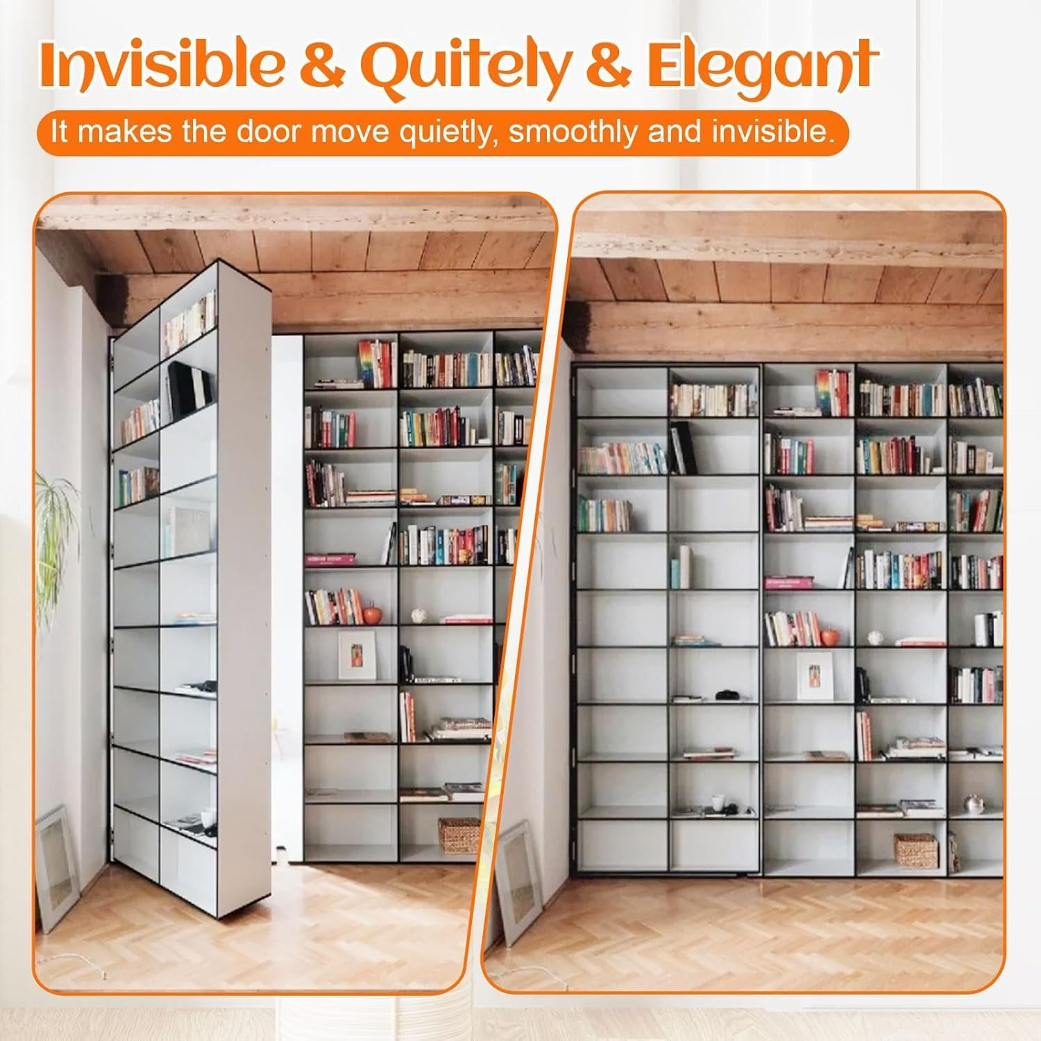 Hidden Door Hinge, 570LBS Load-Bearing Thickened Solid Alloy Steel - 360° Rotati