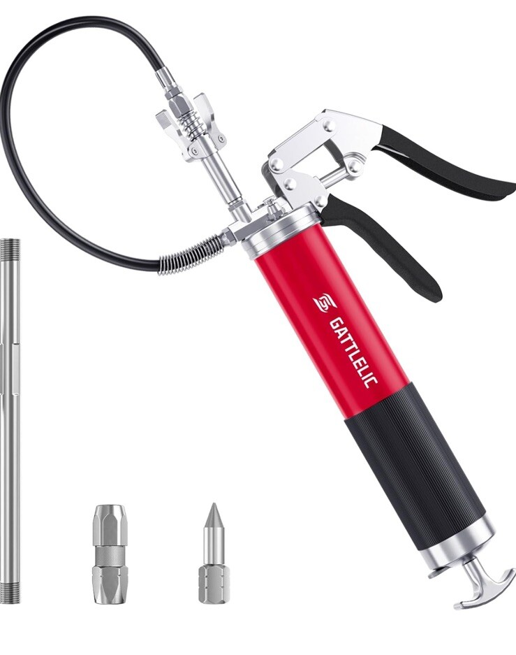 Grease Gun, 8000 PSI Heavy Duty Pistol Grip Grease Gun Kit with 14 oz Load, 1...