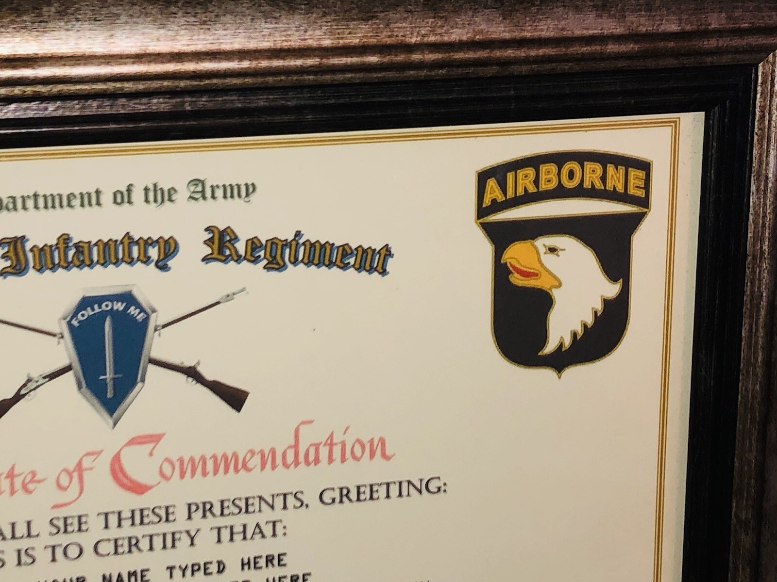 2/502ND INFANTRY REGIMENT / COMMEMORATIVE - CERTIFICATE OF COMMENDATION