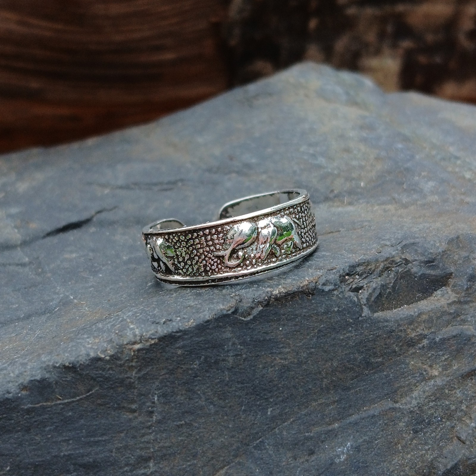 Adjustable Sterling Silver Elephant Toe Ring