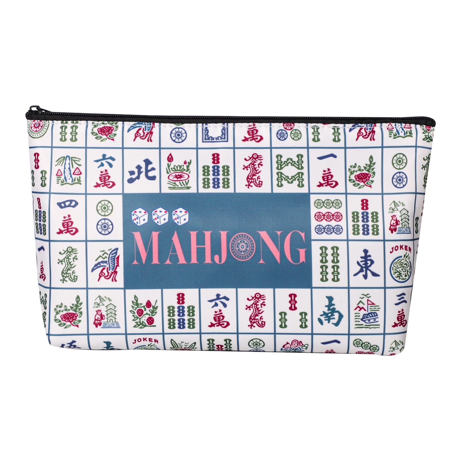 American Mahjong Empty Bag - White Printed Mahjong Tile Bag (13x7 Inches,Only...