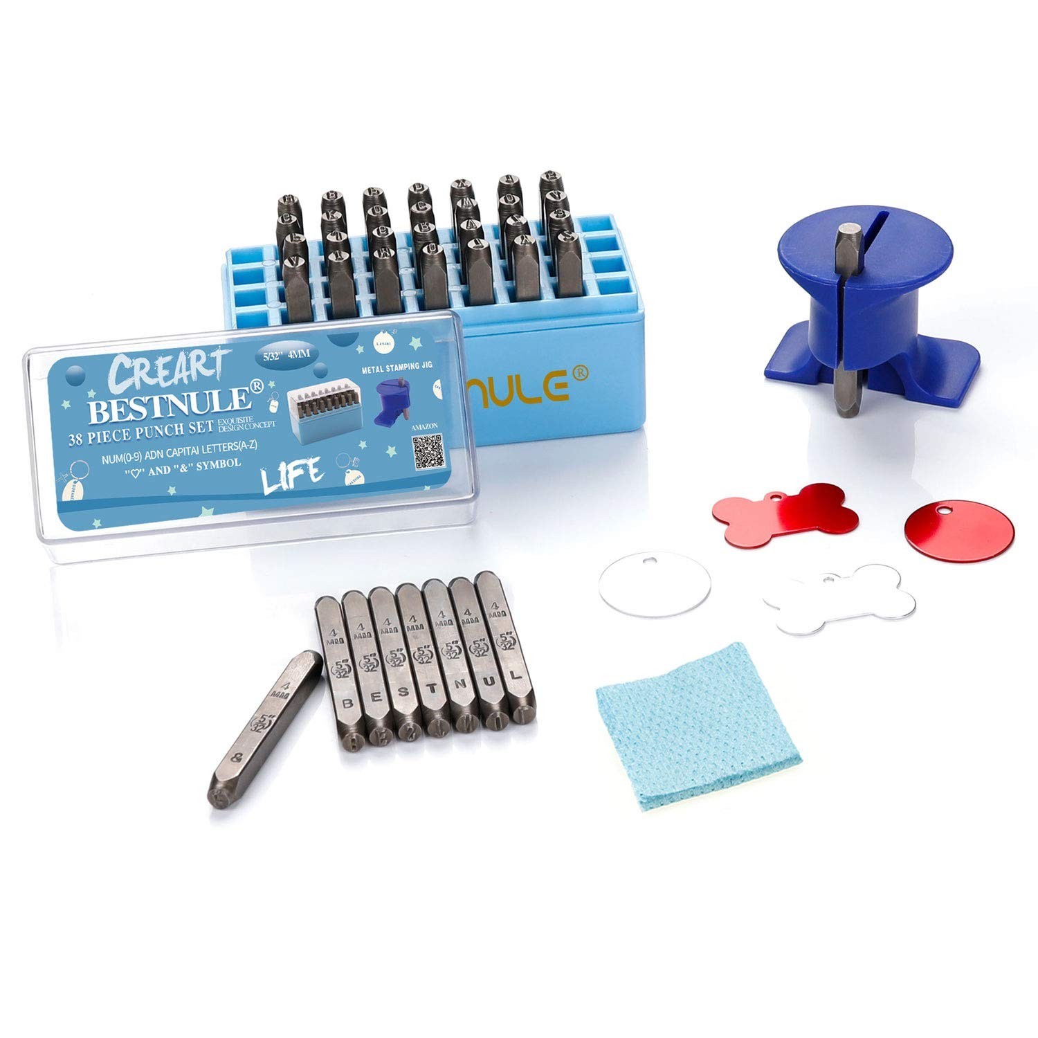BESTNULE Metal Stamping Kit, Number and Letter Stamp Set (A-Z, 0-9 and &, Lov...