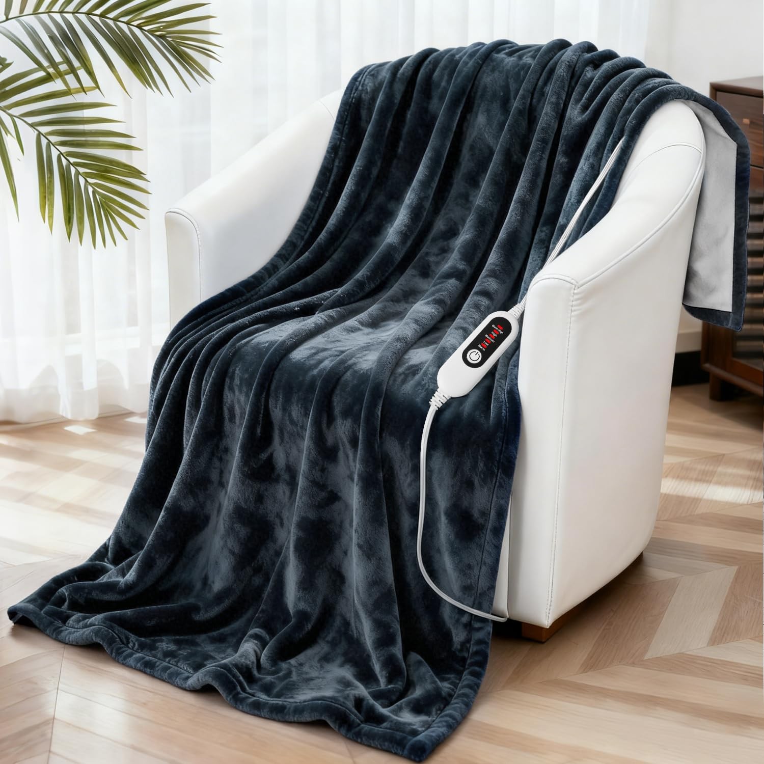 Electric Heated Blanket, Soft Flannel Fabric Heating Blanket Features 5Level ...