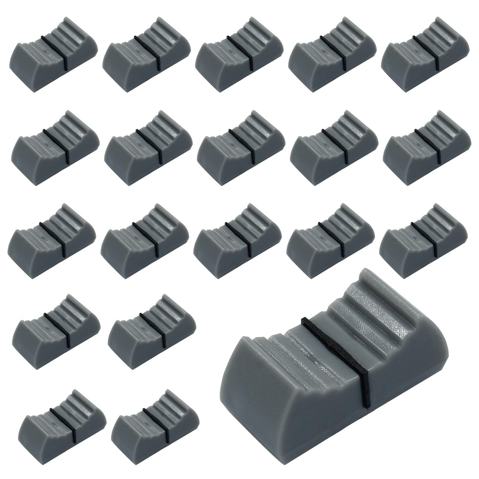 20 Gray Slider Fader Replacement Knobs 23x11mm Plastic Mixer Console Volume Part