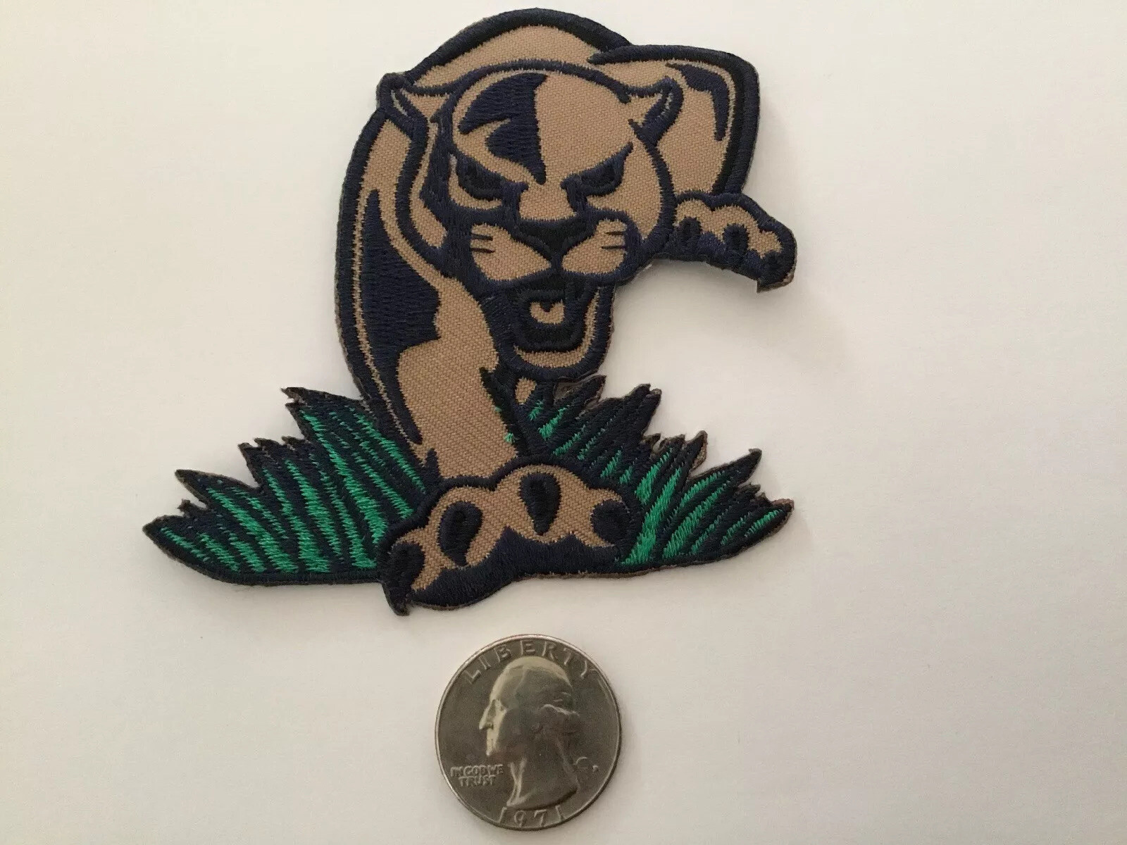 FIU GOLDEN PANTHERS Vintage  Embroidered Iron On Patch  3.5” X 3.25”