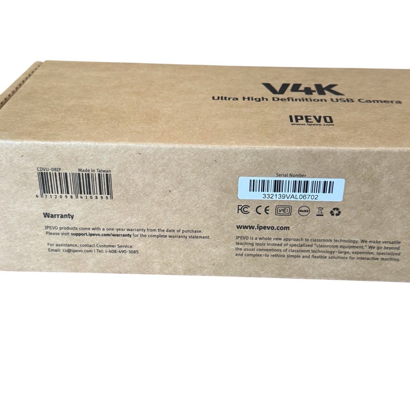 IPEVO V4K Ultra High Definition 8MP USB Document Camera - CDVU-08IP