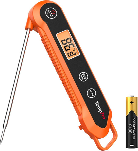 TempPro TempSwift 1 Sec Meat Thermometer Digital for Kitchen Cooking Orange
