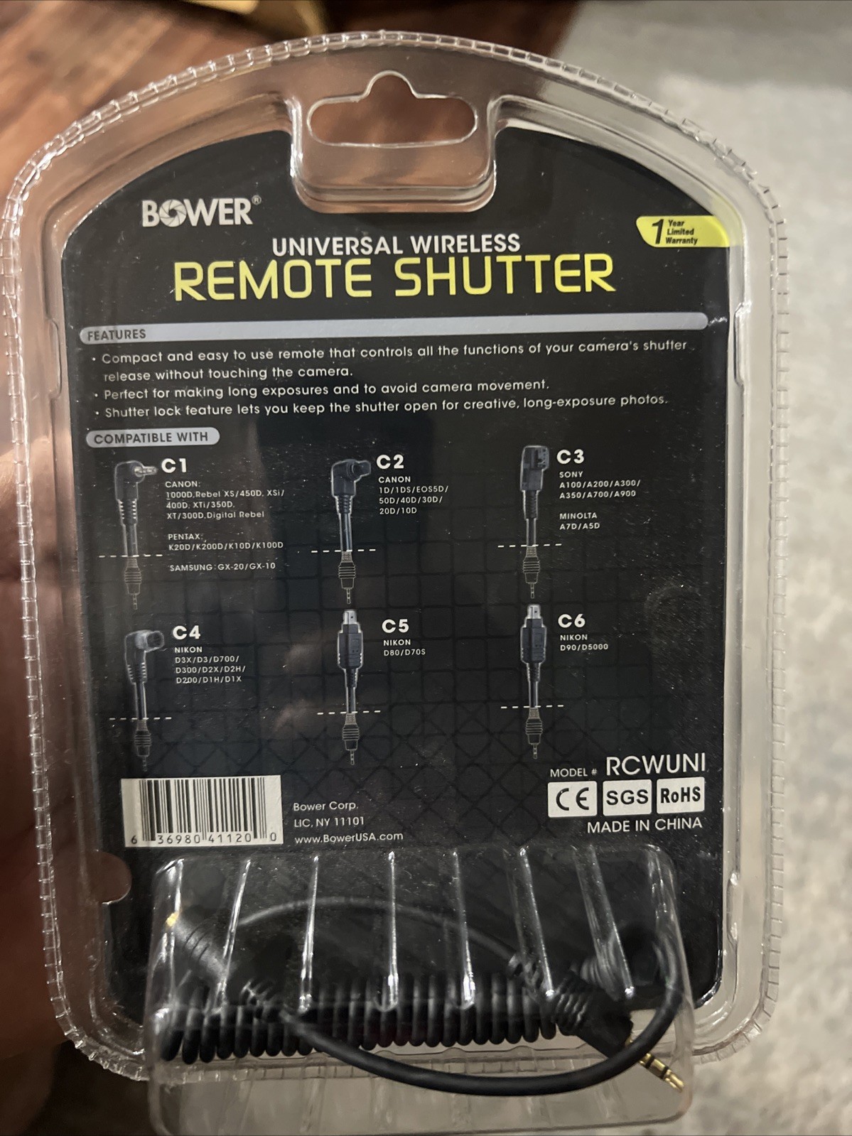 Bower RCWUNI Universal Wireless Remote Shutter, New in Package!