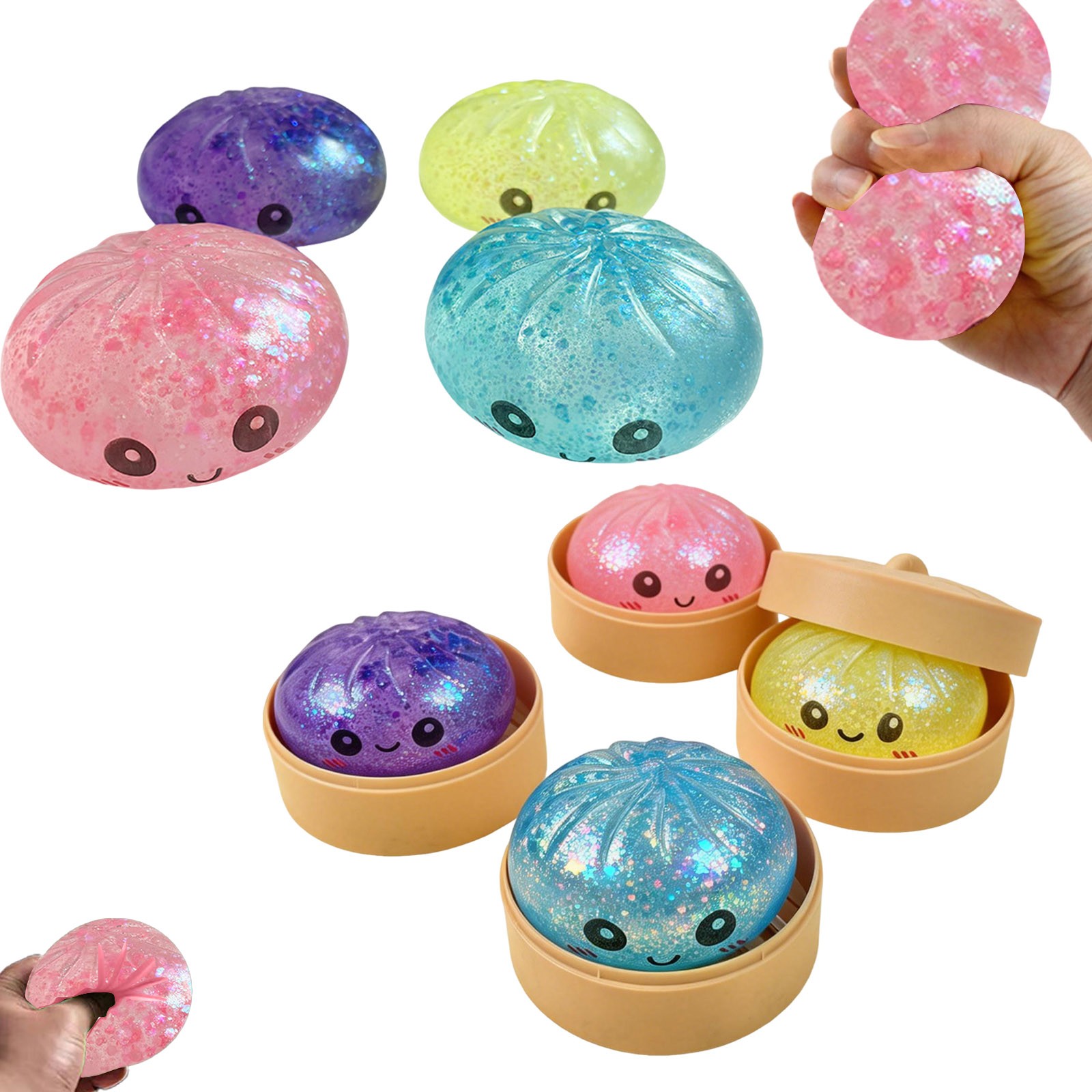 NEW Mystery Squishy Bun Mystery Fun Dumpling GLITTER USA HOT🔥🔥🔥