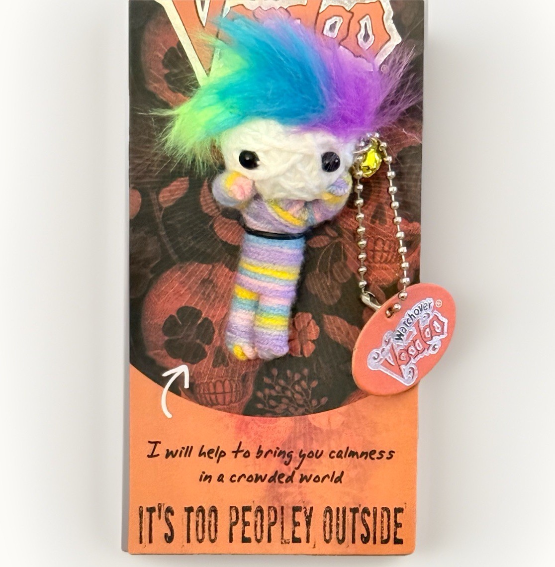 Watchover Voodoo IT’S TOO PEOPLEY OUTSIDE Funny Protection Doll Keychain - New