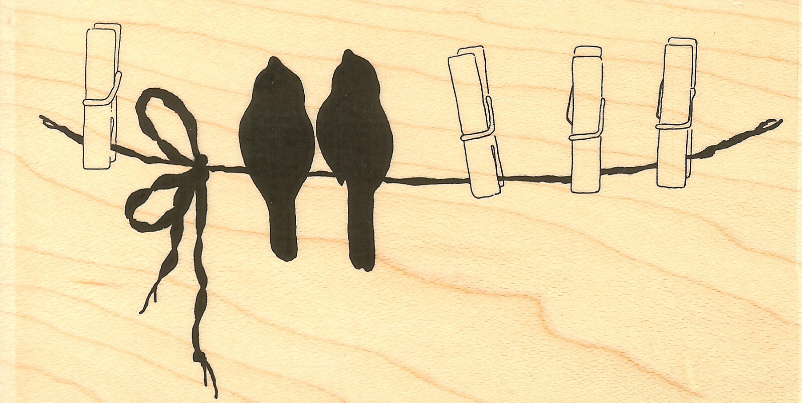 Birds Hang In There Wood Mounted Rubber Stamp IMPRESSION OBSESSION F8726 New