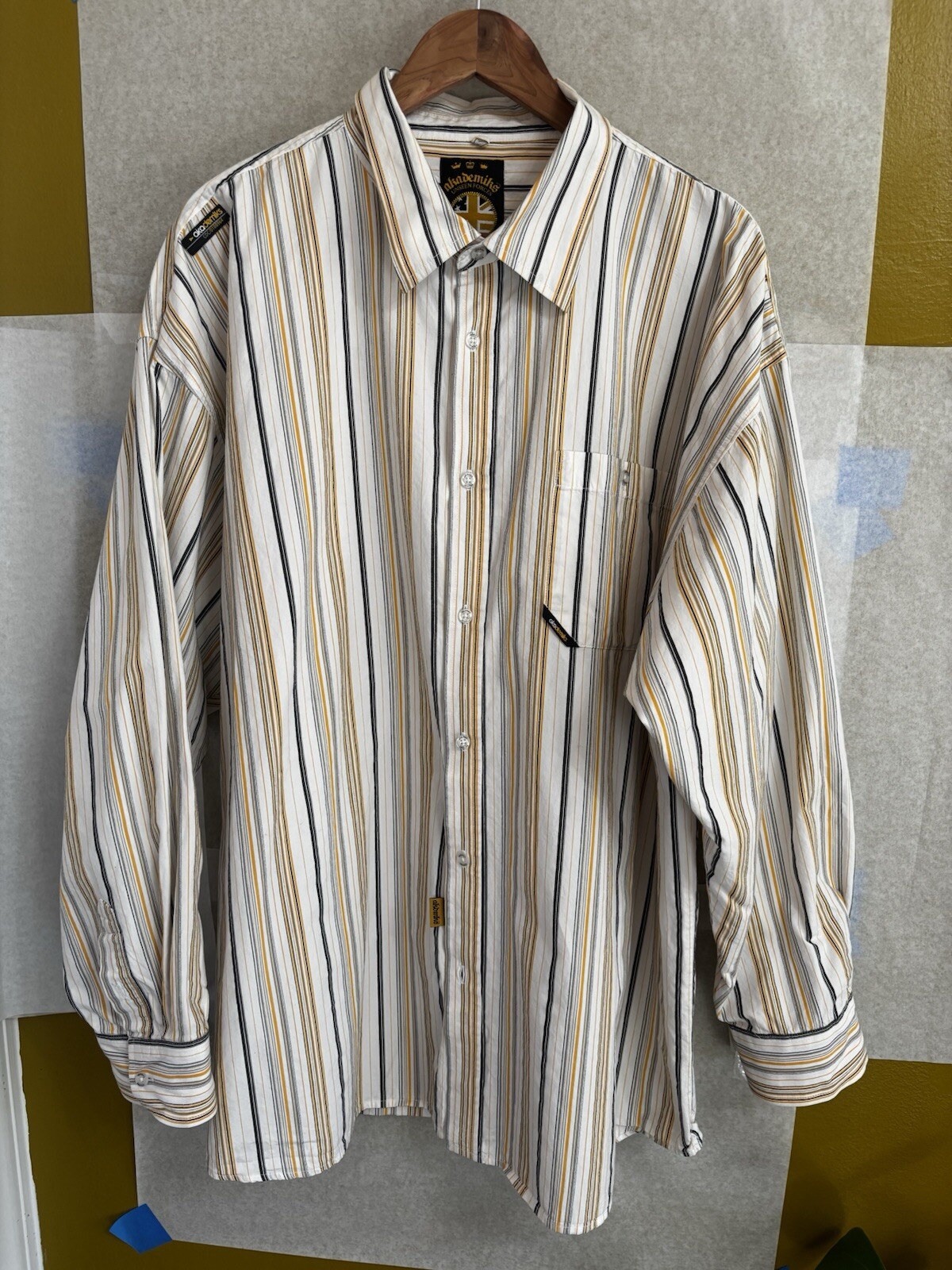 Men’s 3XL Akademiks Vintage Y2K Cotton Striped Oxford Shirt Work Streetwear
